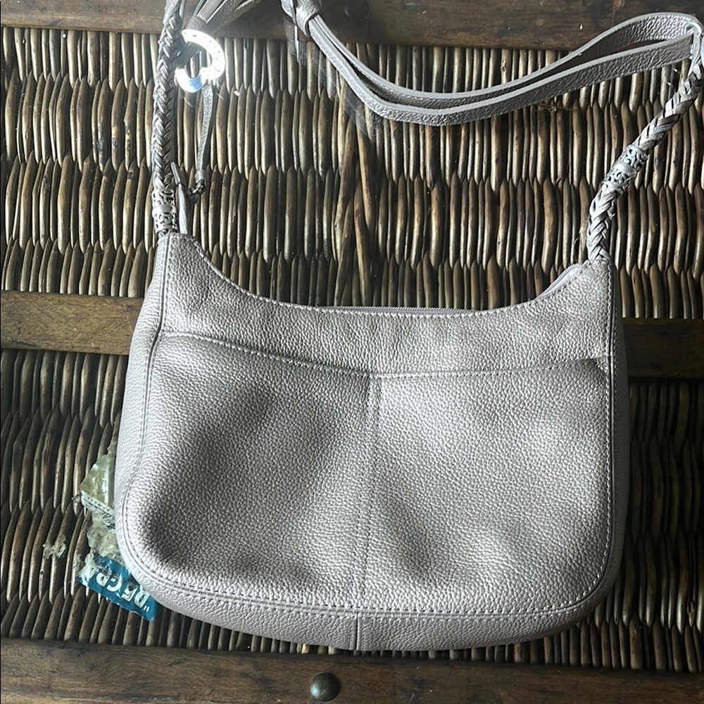 Brighton Gray Shoulder Bag with Textured Crescent Design